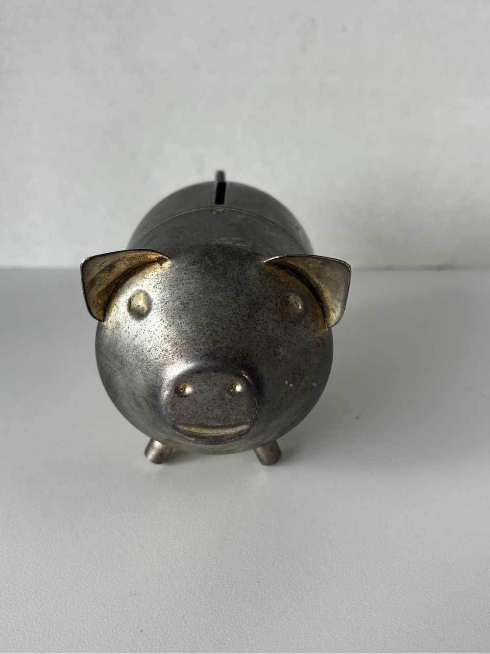 Vintage Silver Plated Lunt Piggy Bank 5”
